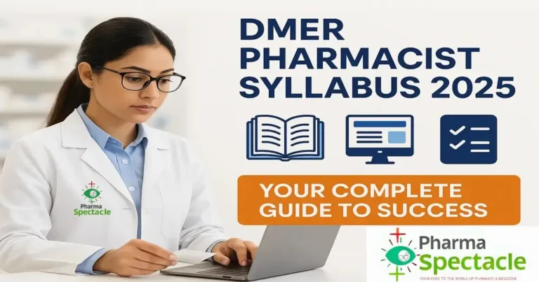 Pharmacist reviewing DMER syllabus 2025 on computer