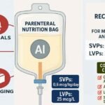 Infographic showing FDA’s aluminum limits for Parenteral Nutrition Bags, highlighting sources like raw materials, equipment, and packaging. Includes compliance checklist and SVP/LVP aluminum limits.